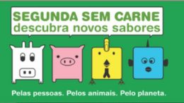 desenho da campanha segunda sem carne, com dizeres: descubra novos sabores, pelas pessoas, pelos animais e pelo planeta.