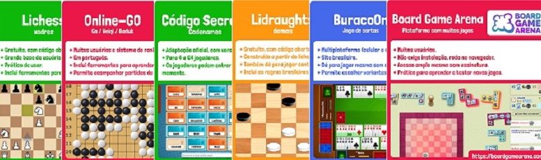 imgens de alguns cards sobrepostos, com dicas de jogos que podem ser jogados online.