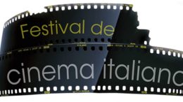 logomarca do festical de cinema italiano, com um rolo de filme, em fundo branco