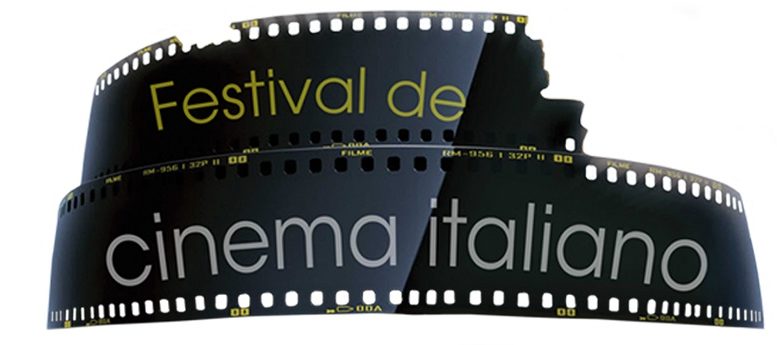 logomarca do festical de cinema italiano, com um rolo de filme, em fundo branco