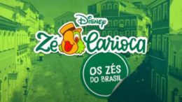 fotografia do pelourinho em salvador, com filtro verde, e sobre a foto aplicada a arte Disney Zé Carioca e o selo "os zés do brasil"