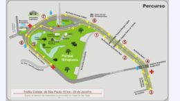 mapa do percurso do Trofeu Cidade de São Paulo, no entorno do parque do Ibiraapuera