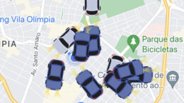 print de tela do app mobizap monstrando carros disponíveis na região de Moema
