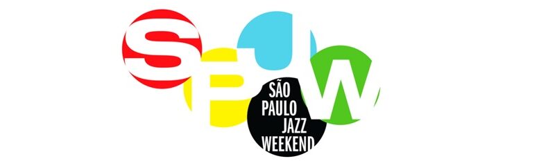 logo da são paulo jazz weekend, com as iniciais em circulos coloridos