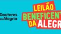 baner com a logo dos doutores da alegria e ao lado em grandes letras Leilão Beneficente da Alegria.