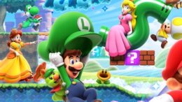 montagem com diversos personagens da saga super mario de video games