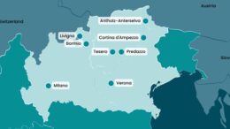 mapa indicando a localização das competições na olimíada de inverno