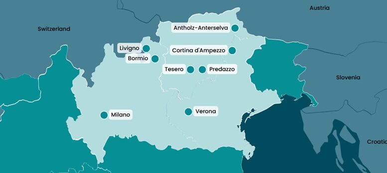 mapa indicando a localização das competições na olimíada de inverno